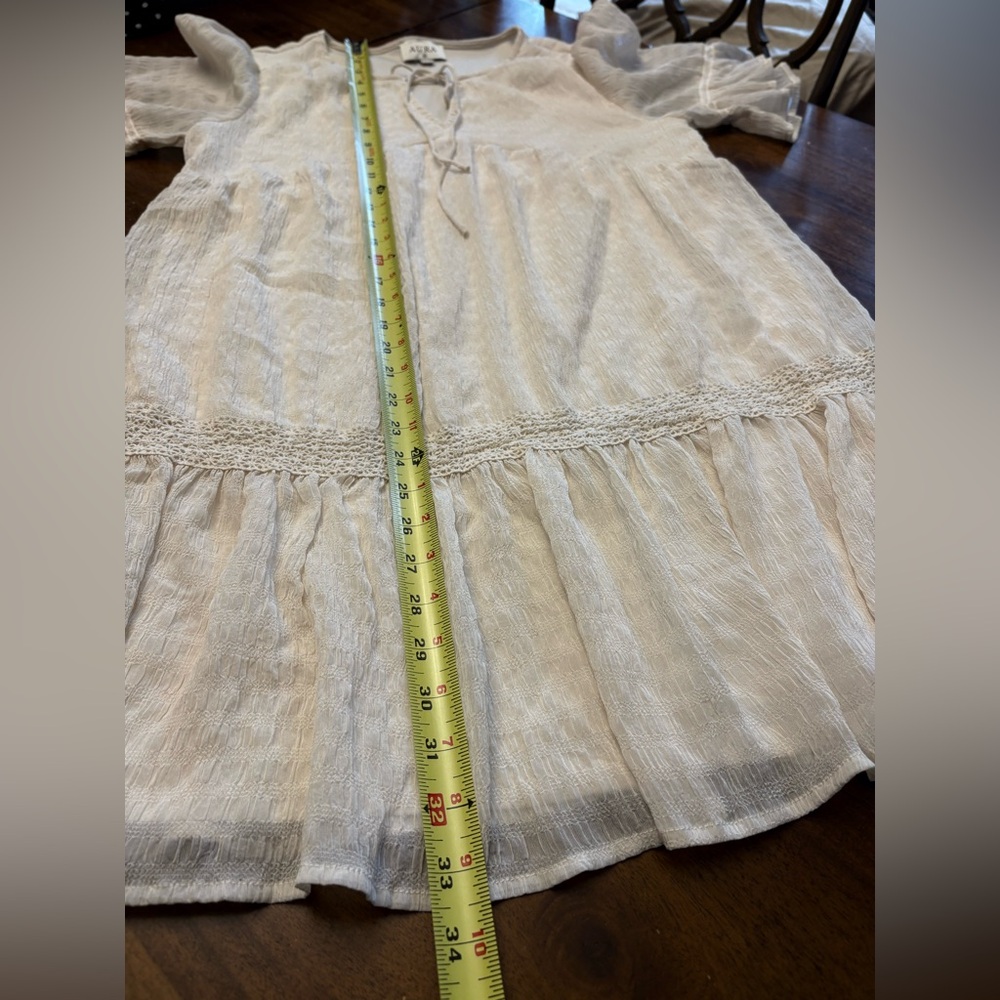 Aura Cream Cottage Romantic Coquette Mini Dress Size Medium - Picture 6 of 8